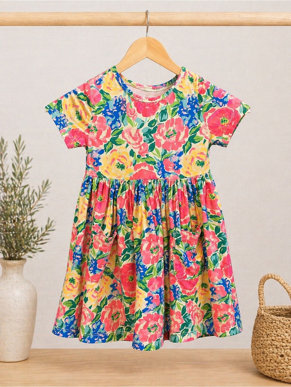Mila &‎ Rose Girls 3T Floral Dress Bright Multicolor Pocket Dress Boutique